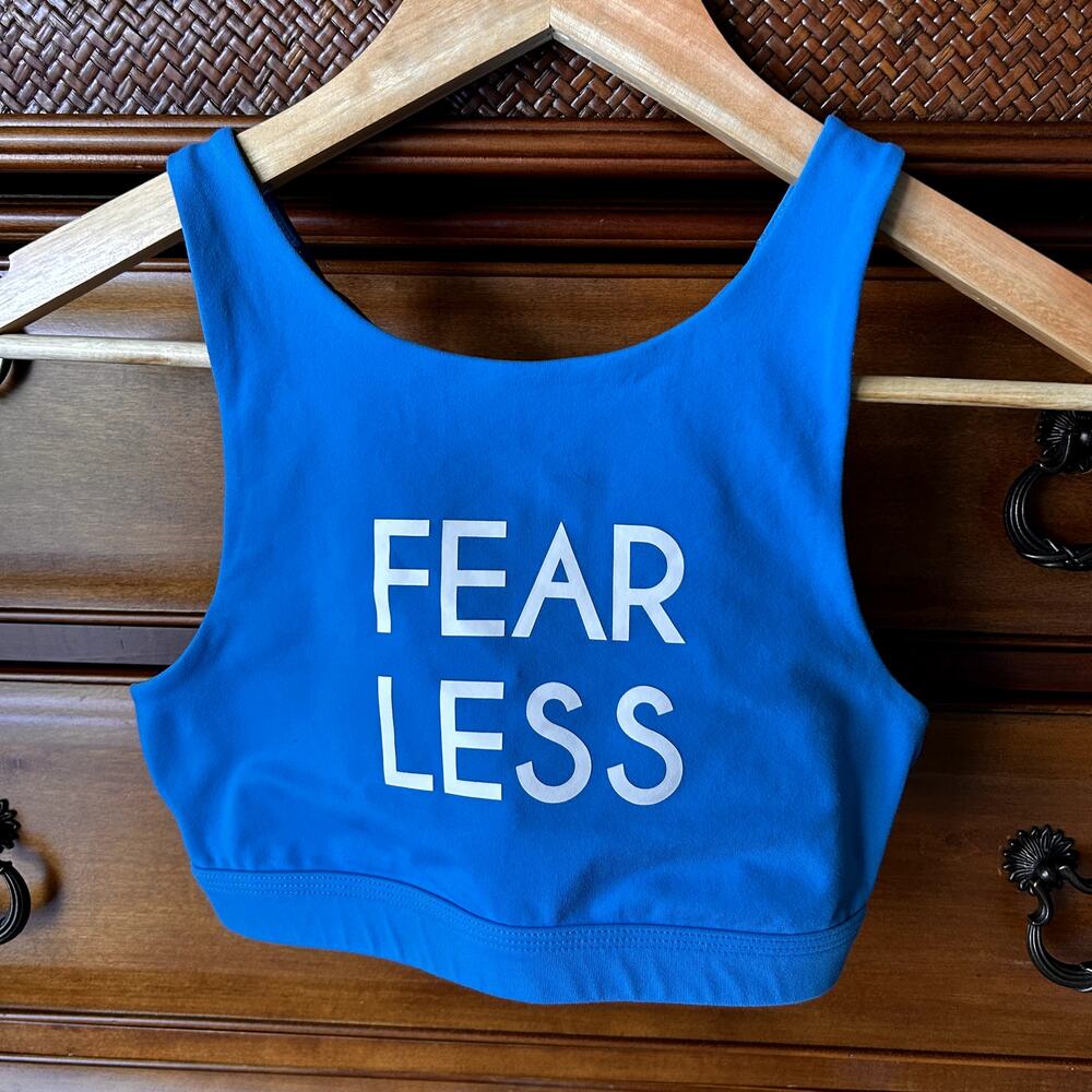 Aerie Women´s Athletic Chill Play Move Blue Fear Less Sport Bra Size S - Picture 2 of 8